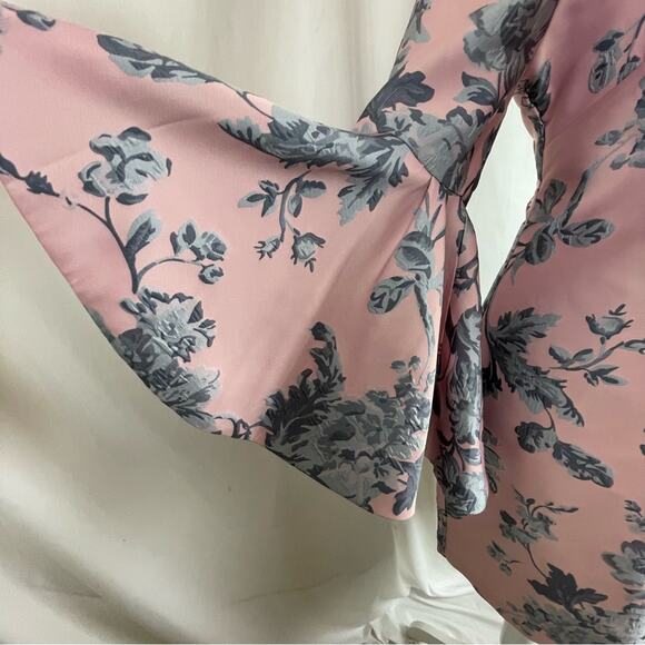 Badgley Mischka Powder Pink With Blue Floral Royal CastleCore Dress NWOT Size 6 - Picture 5 of 15